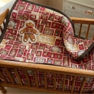 CHARMING & WHIMSICAL GINGERBREAD CHILDS QUILT .HAND MADE, VINTAGE